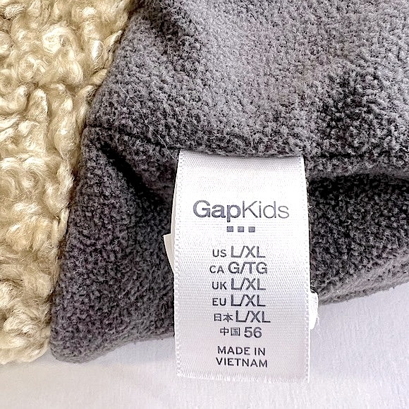 GAP Kids Trapper Hat Sherpa Fleece Charcoal Gray/Tan Winter Warm Cozy, Boys L/XL - Picture 5 of 13